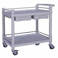 Medication Trolley - 65W 2 Drawers/ 1 Row Plastic